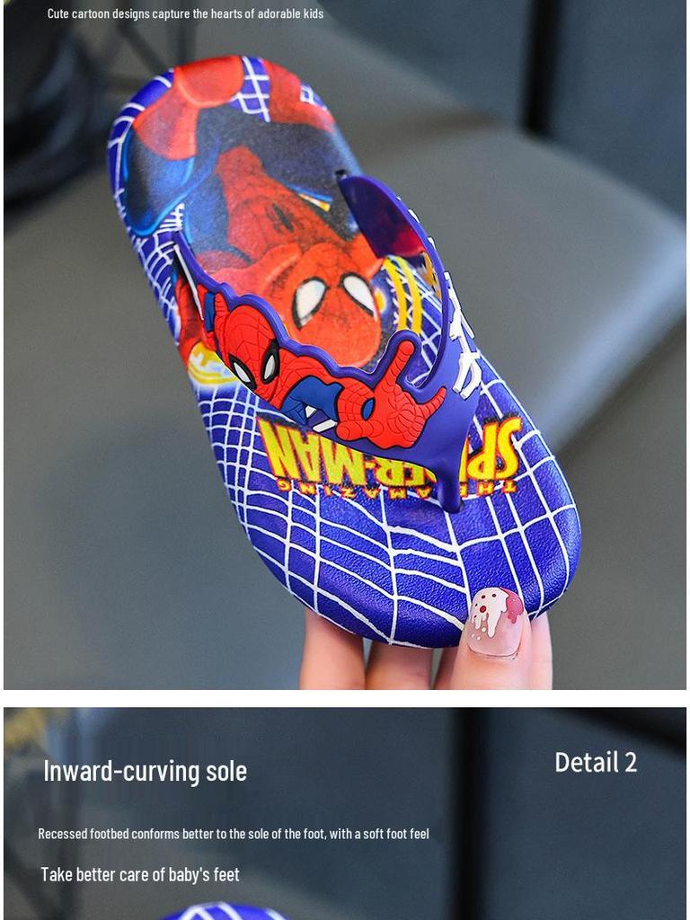 Мультяшные противоскользящие шлепанцы для мальчиков 2025 года, возраст 2-8 лет, домашние тапочки