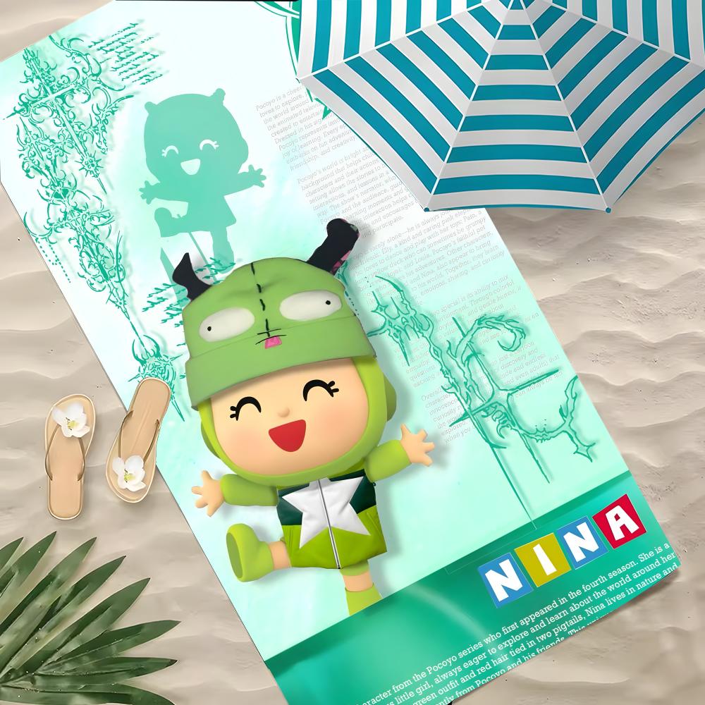Аниме P-P-pocoyo-o мультфильм Полотенце Полиэстер Пляжное полотенце Быстросохнущее Без песка Полотенце для ванны для лета Бассейна Путешествий Отпуска