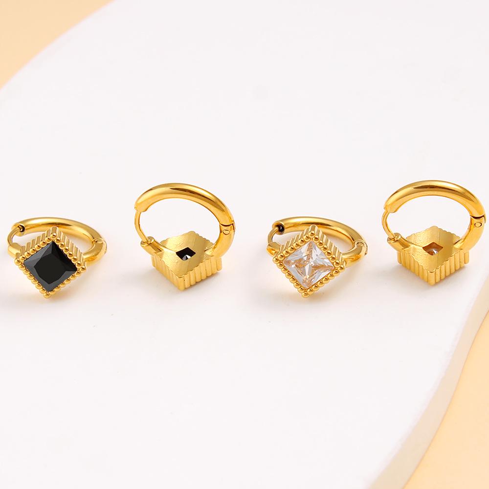 Серьги-каффы из нержавеющей стали с цирконием, 18 карат золота - Модные роскошные серьги для женщин