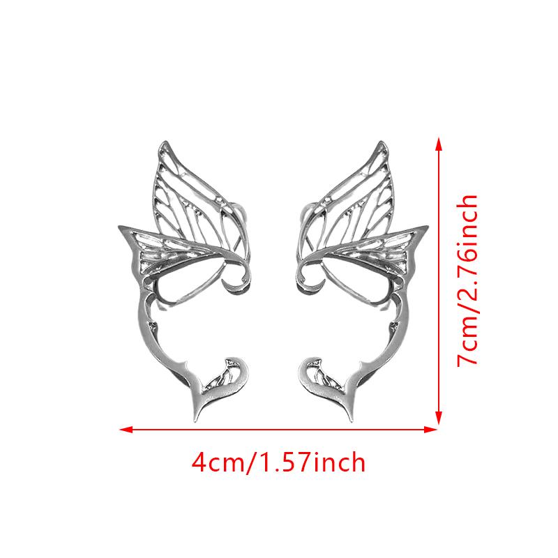 Elf Ear Hollow Ear Clips Earrings Simple Cool Elf Ear Outline Ear Cuff Alloy No Piercing Ear Clip All-Match Ear Hanging Jewelry