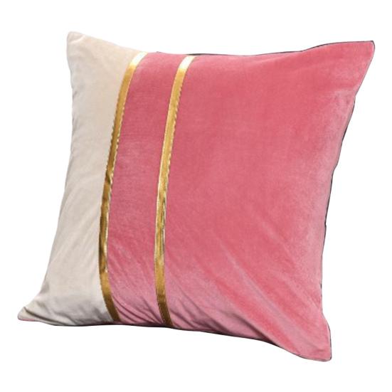 Pillow Case Plush Two-color Splicing Throw Pillow Cover Soft Stylish Decorative Cover with Hidden Zipper for Home