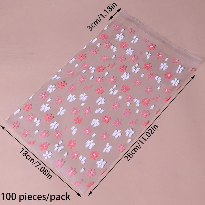 100 шт., упаковочная сумка для сухофруктов, подарочные пакеты, сумка для хлеба, самоклеящаяся белая цветочка, конфеты