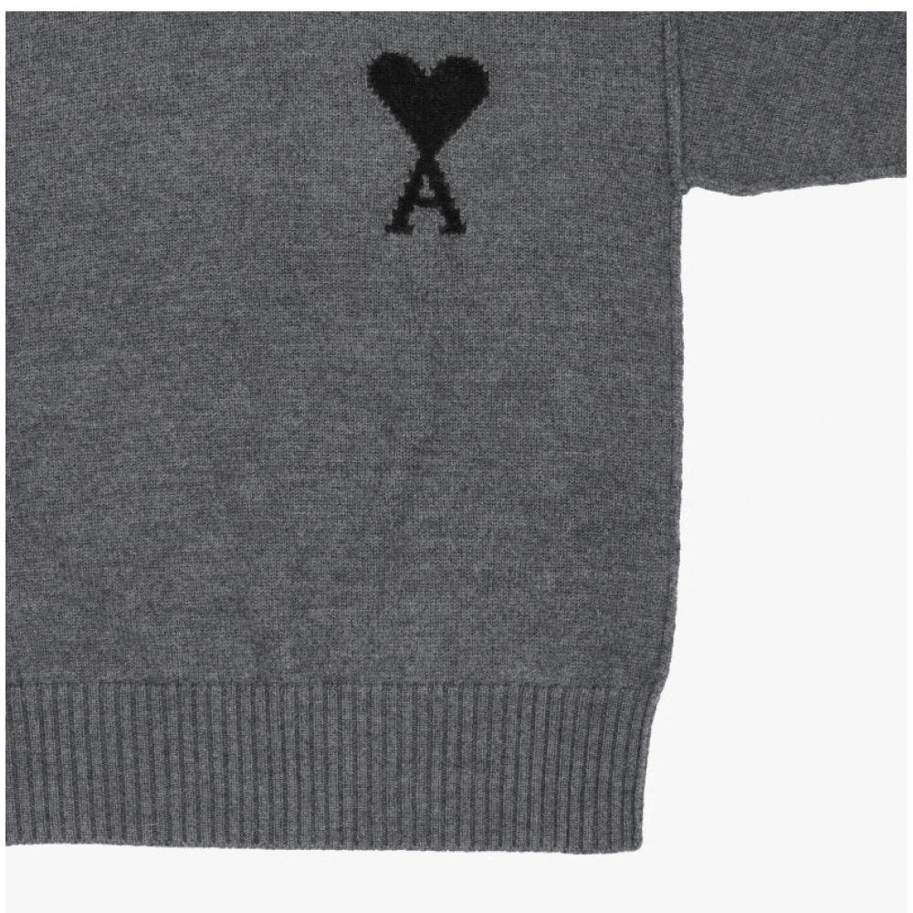 Ami Big Heart Logo Intarsia Turtleneck Knit Model Uks839 018 0504