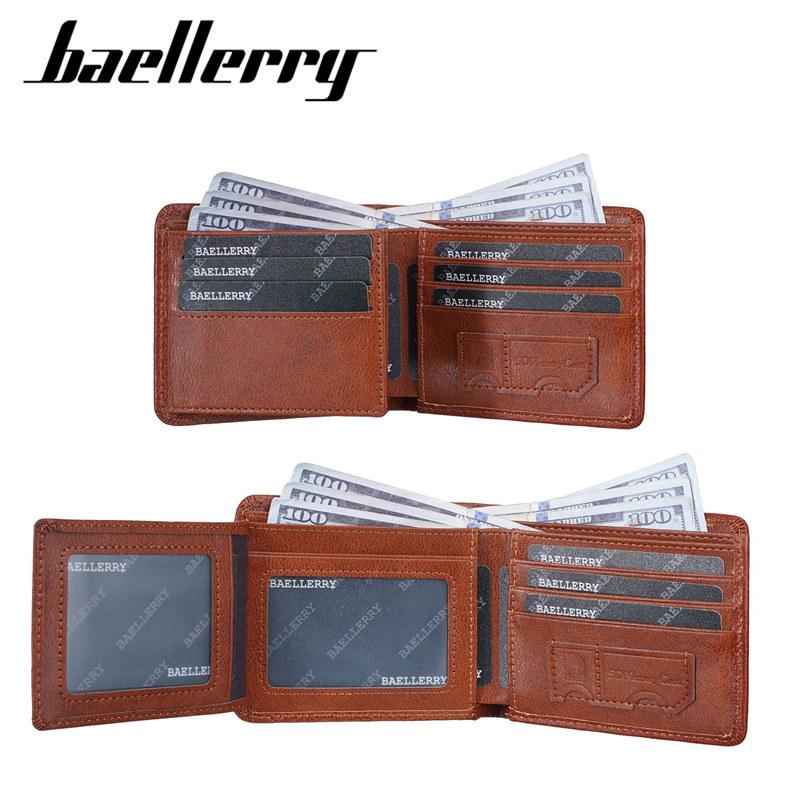 Baellerry Винтажный дизайн Натуральная кожа Короткие кошельки для мужчин Бизнес Держатель для ID-карт Сумки для наличных Денежный кошелек
