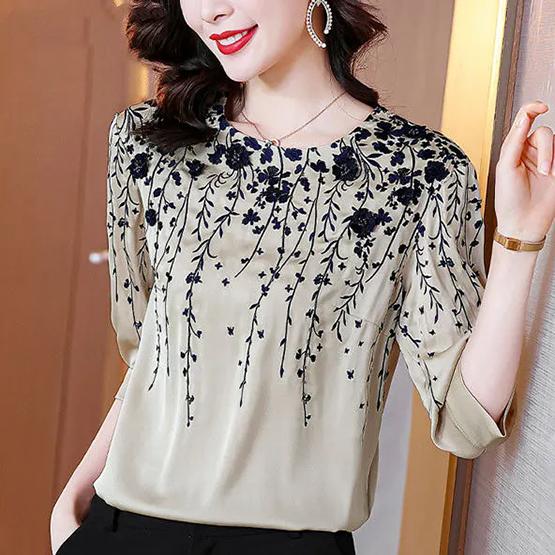 WTEMPO О-образный вырез с вышивкой шикарный ретро элегантный О-образный вырез рубашки весна-лето длинный рукав повседневные универсальные топы блузки