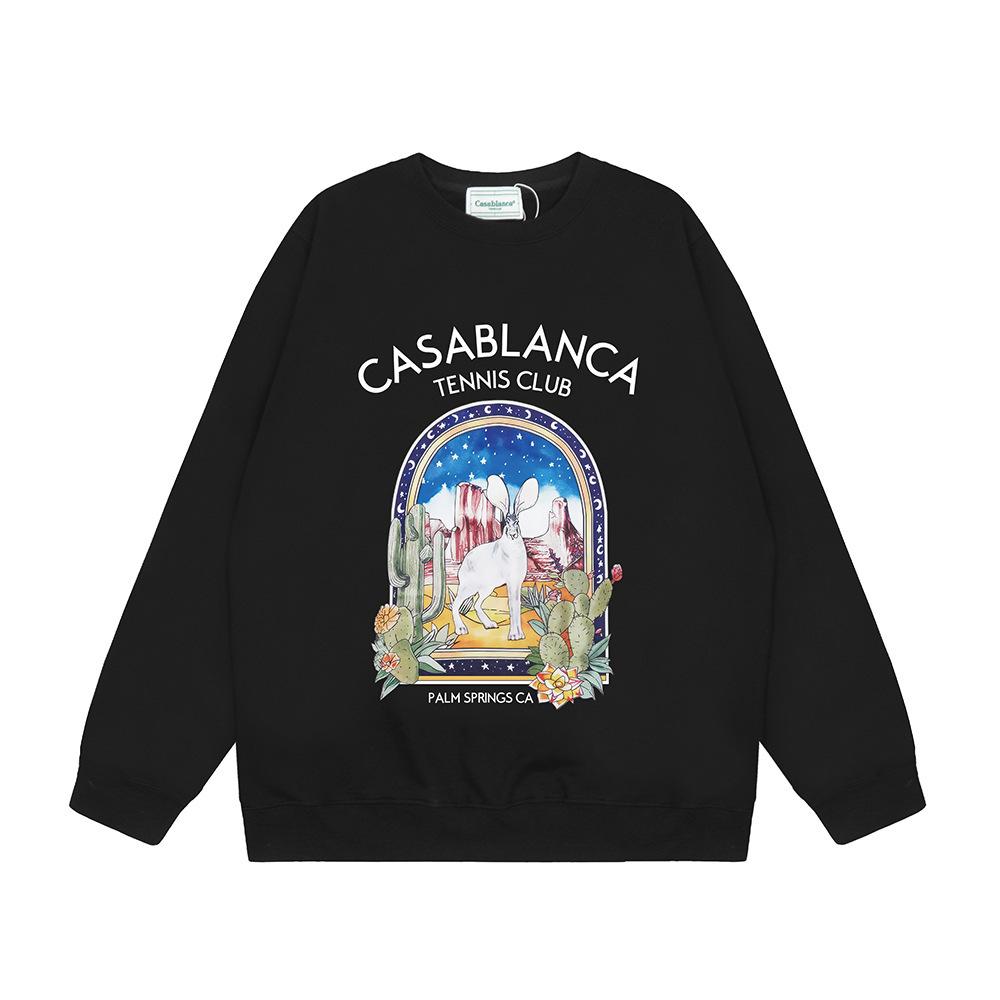 Трендовый международный бренд Casablanca Casablanca letter painted print мужской и женский свитшот с круглым вырезом 380г