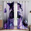 Hot-Blooded Anime Cartoon Printed Curtains, Black Silk Material, Study, Dormitory, Bedroom, High Quality