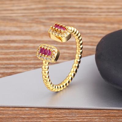 Nidin New Irregular Rings Zircon Stone Aesthetic Girl 4 Colors Open Adjustable Rings for Women Vintage Jewelry Accessories Gift