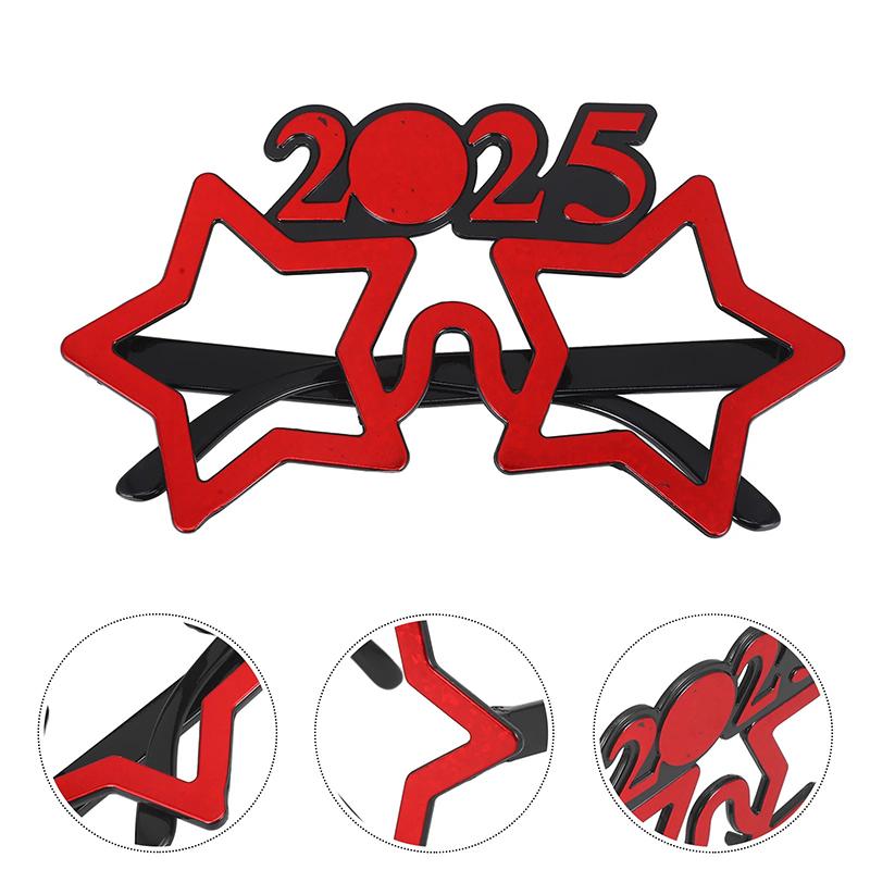 2025 Очки для вечеринки по случаю Нового года Украшения для глаз Пластиковые реквизиты Солнцезащитные очки Реквизит для фотосъемки Рождественские украшения Забавные очки