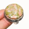 Unakite Gemstone Handmade 925 Silver Plated Jewelry Ring Size 9