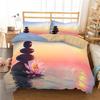 Zen Stone Green Bamboo Duvet Cover Set Nature Water Print Bedding Set Queen King Size Bedroom Decorative Comforter Cover 2/3 Pcs