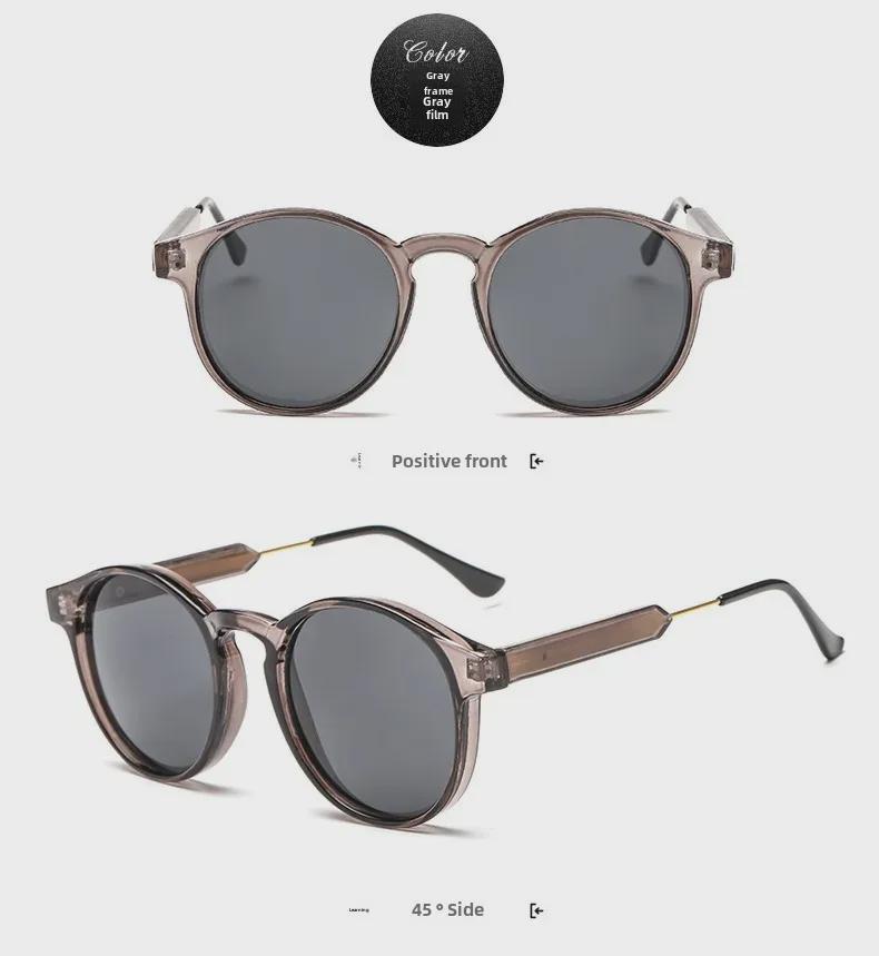 Корейский стиль модные женские черные солнцезащитные очки с модной желтой круглой оправой