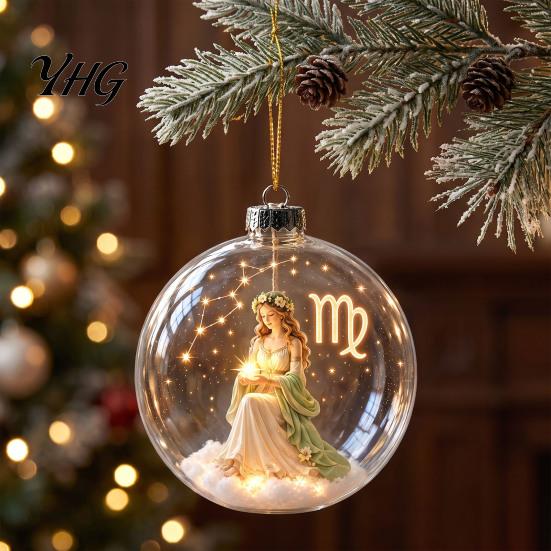 Holiday Decor for Christmas Trees Zodiac Ornament, Twelve Sign Hanging Decoration, 2D Acrylic Thoughtful Gifts Horoscope Pendant Xmas Tree,