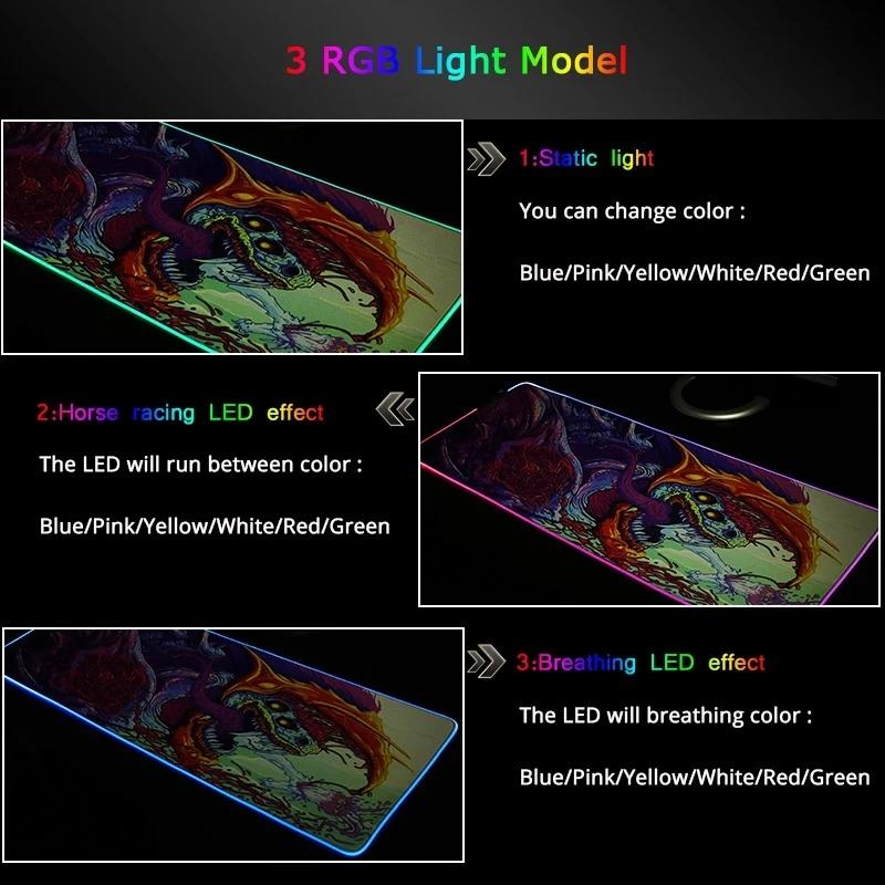 Sovawin 800x300 большой светодиодный RGB-подсветка игровой коврик для мыши XL геймерский коврик Grande коврик для мыши cs go Hyper Beast для ПК компьютера