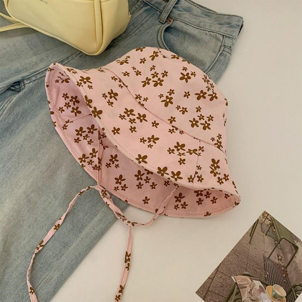 Adjustable Fisherman Hat Broken Flowers Sunshade Hat Sweet Women Sunscreen Hat Outdoor