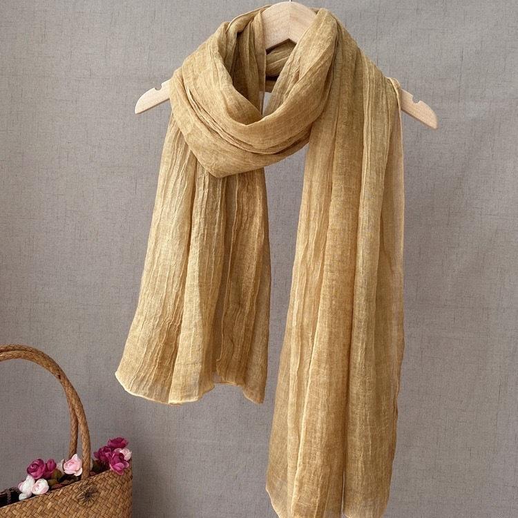 New Thin Plain Cotton Linen Tie-dye Scarf High-end Retro Soft Silk Scarf Versatile Couple Shawl