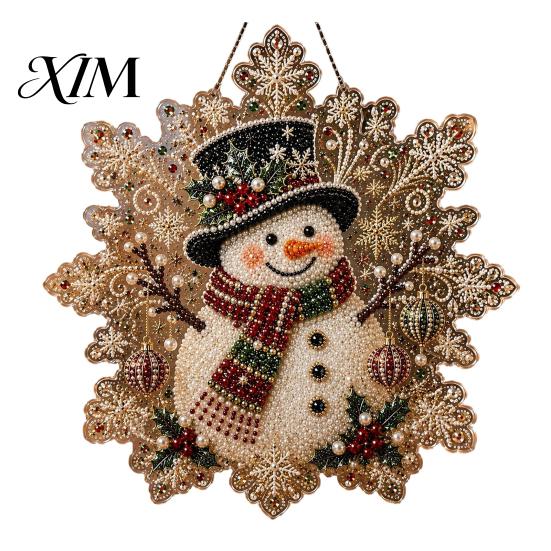 Handmade Keepsake Gifts for Friends Christmas Faux Pearl Art Hanging Ornament Kit, DIY Beads Painting Creative Women Suncatcher, Snowflake Shape