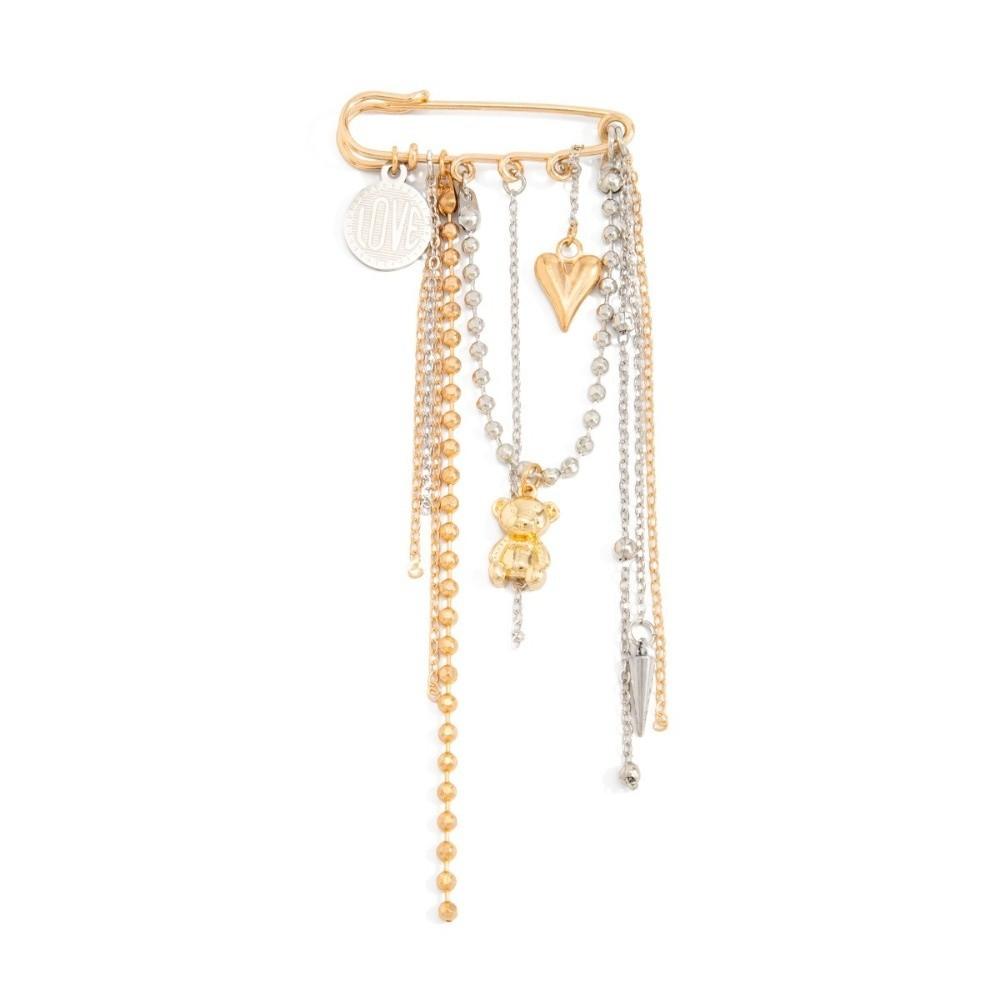 Stylish Bear Brooch Trendy Metal Bead Chain Brooch INS Style Suit Hanging Ornament Bag Decoration