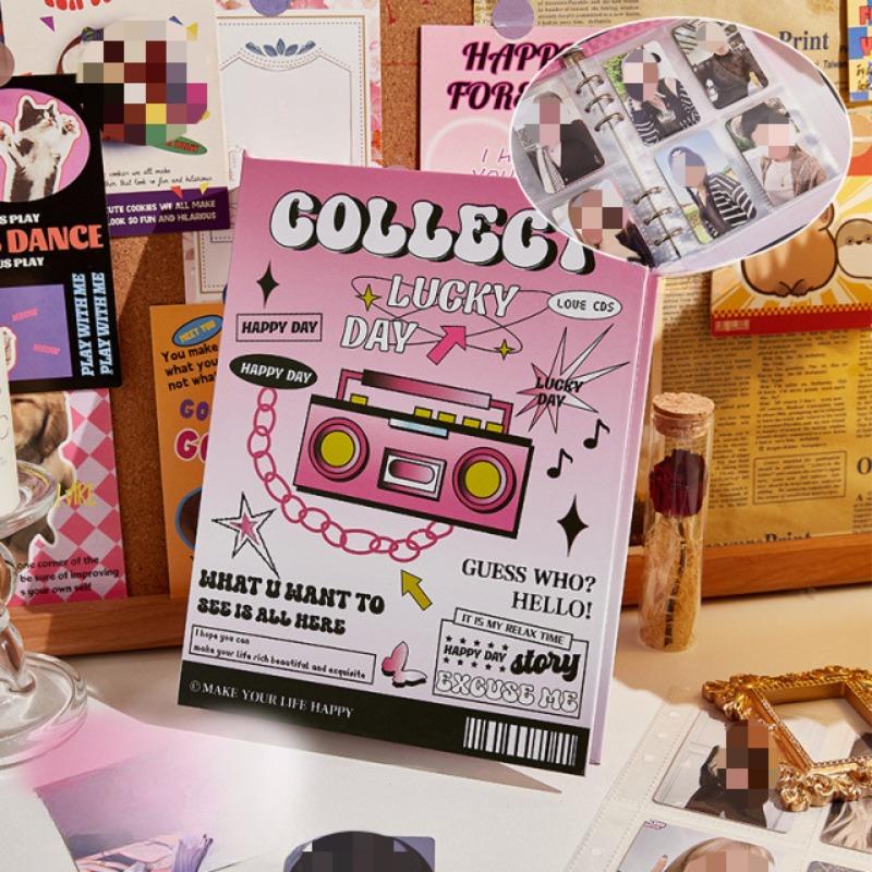 Y2K American Retro Pink Black Butterfly Card Альбом Эстетическая лазерная обложка Girl Kpop 3-дюймовая фотокарточка Сборник Книга 80 шт. Слот для карт
