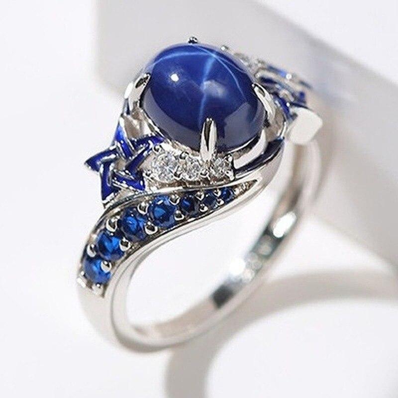 Luxury Fashion Natural Sapphire Ring Rings for Women Promise Beautiful Bride Romantic Wedding Engagement Anniversary Gift