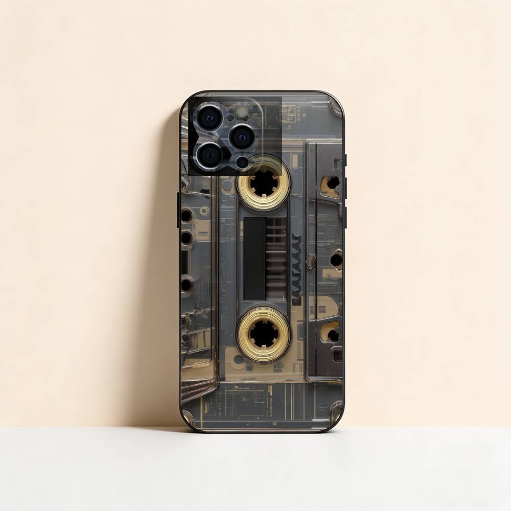 Ретро-чехол для телефона с узором из кассет, покрытие, для iPhone 17,16,15,14,13,12,11 Plus,Pro Max,XS,Мягкий силикон, Черная крышка