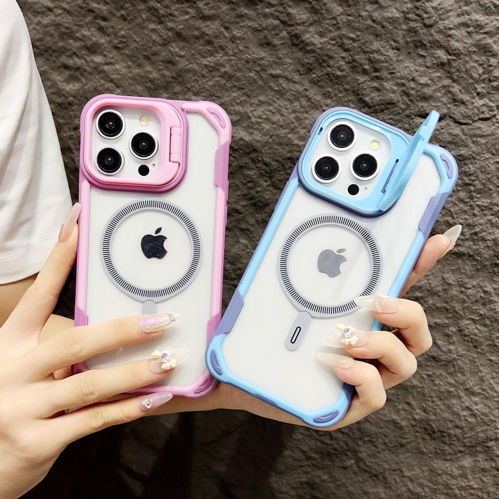 Магнитное притяжение для держателя объектива iPhone16, подходит для чехла для iPhone 15Pro 14, двухцветный чехол Panda Anti-Drop