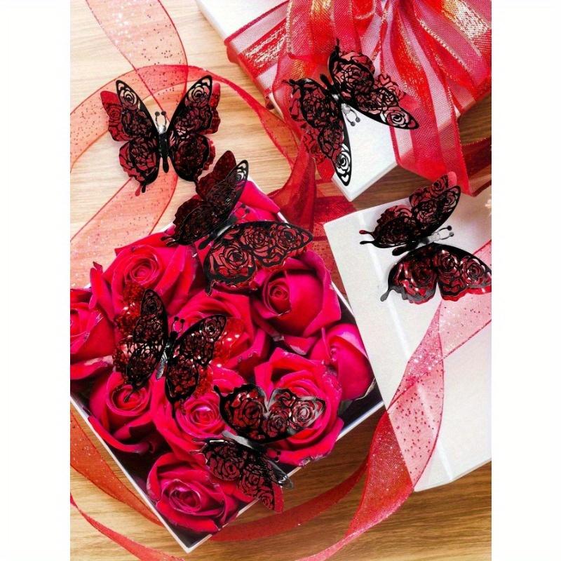 6pcs/Set Valentine's Day Collection Double Layered 3D Design Butterfly Stickers Vinyl Decal for Home Spring Decor Refresh Home Decoration Stickers