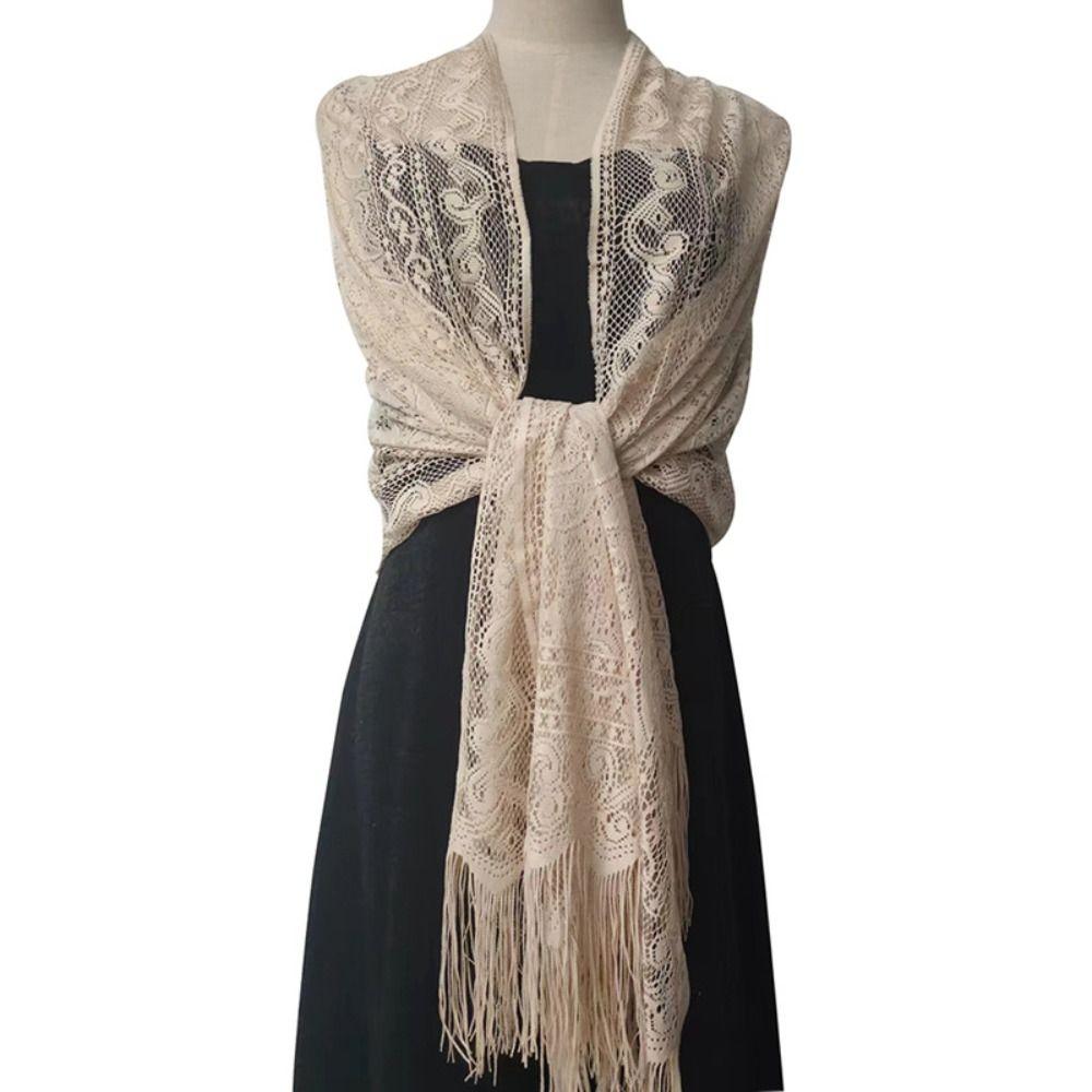 Wedding Shawl Tassel Scarves Cashew Floral Mesh Fringe Wraps  for Wedding Evening Party Dresses