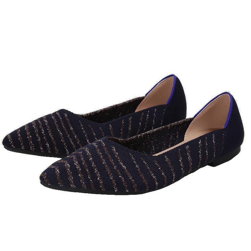 Temperament Fan Fei Weaving Color Flat Shoes Knitted Shoes Knitted Pointed Boat Shoes Doudou Shoes