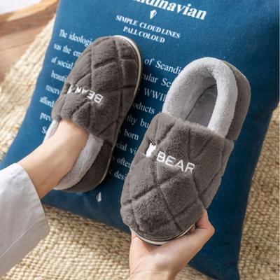 Мужские и женские зимние шерстяные хлопковые тапочки - для дома/улицы, с закрытой пяткой, на плюшевой вельветовой подкладке, теплые и уютные