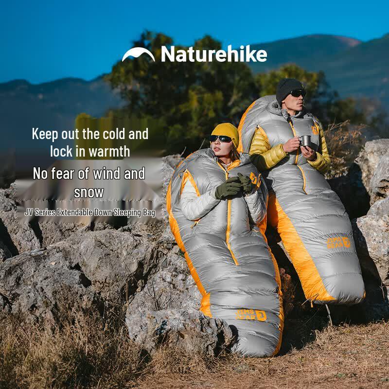 Зимний пуховый спальный мешок Naturehike JV1300 с прорезями для рук