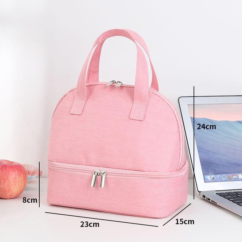 Portable double-layer lunch bag office handbag Cooler Bento Box picnic cooler bag Large Capacity Fresh-Keeping lunch boxes