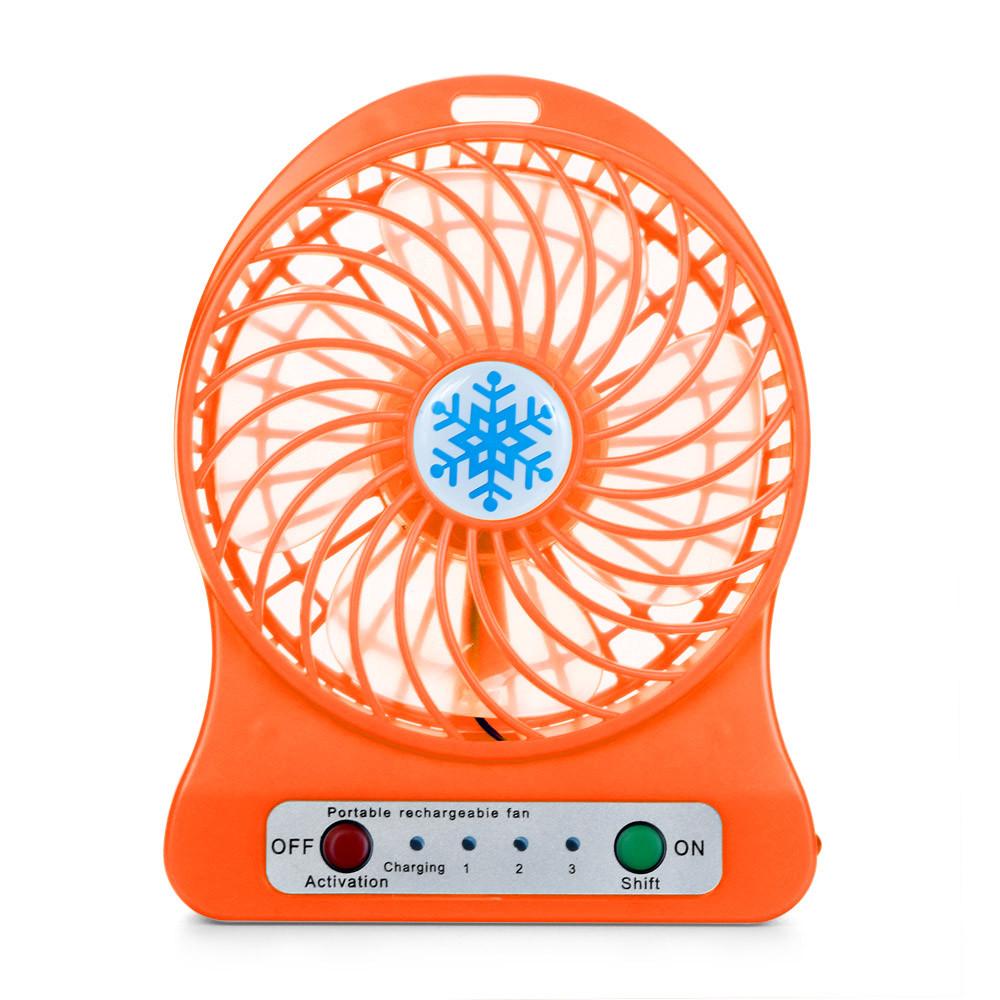 Portable Rechargeable LED Light Fan Cooler Desk USB 18650 Battery Fan