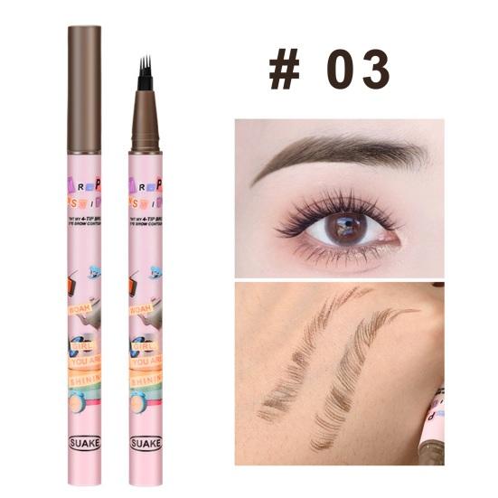 Карандаш для бровей, 4 микро-вилки, аппликатор, водостойкая натуральная долговечная ручка для контурирования бровей, подводка для женщин, инструменты для макияжа