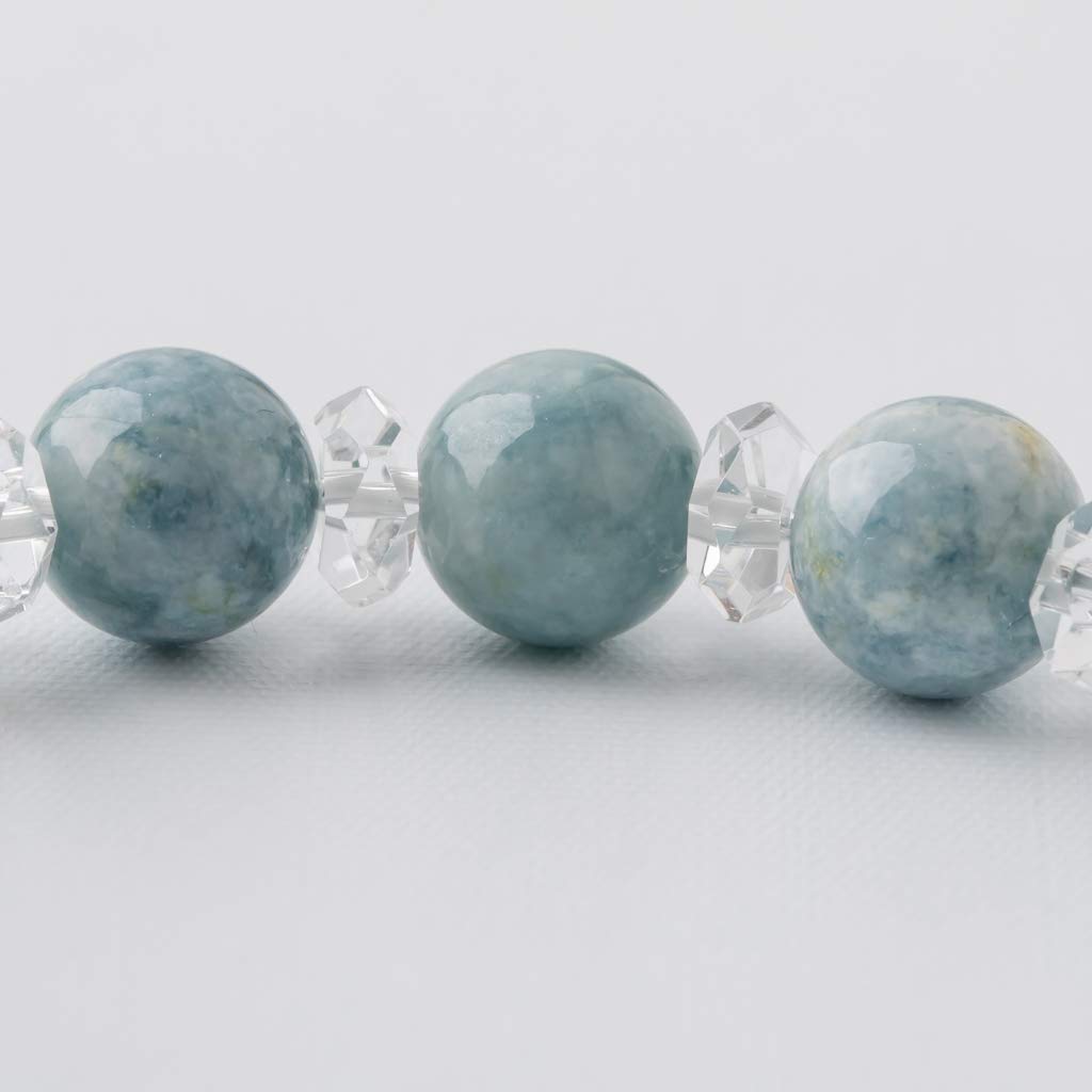 15cm Itoigawa Natural Jadeite Bracelet with Blue and Quartz a Beautiful Japanese National Stone and Jomon Power Stone Jadeite Workshop Special