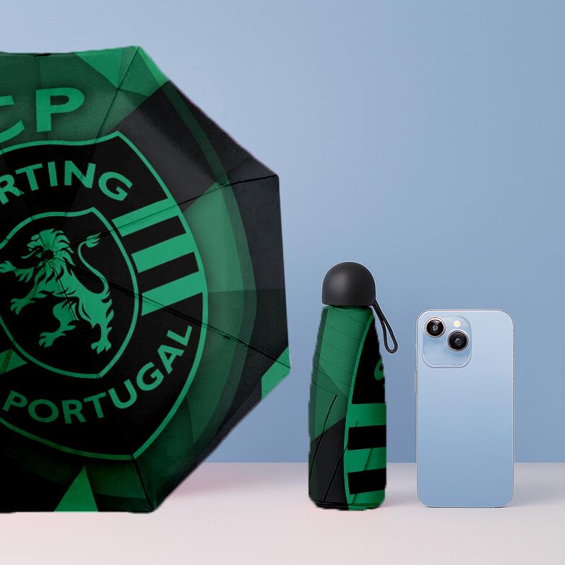 Sporting CP FC Mini 5 Fold Pocket Umbrella Compact Lightweight Anti UV Rain Sun Protection Umbrella Portable Travel Umbrella