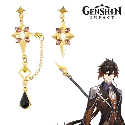 Серьги Game Genshin Impact Venti Keqing Mona Zhongli для косплея, унисекс, кулон, серьги-гвоздики, ювелирные изделия, серьги, аксессуары для Хэллоуина