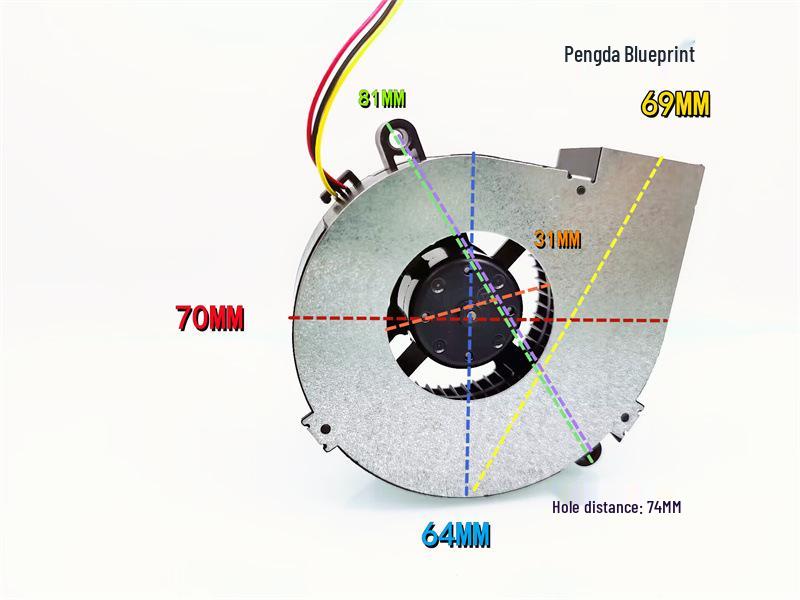 New F7020H12-24E Silent Cooling Projector Blower with 7020 Alarm, 12V Turbo Fan