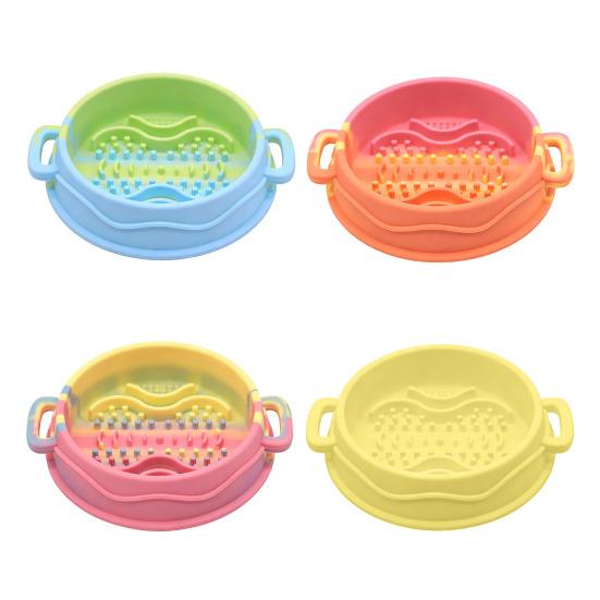 Silicone Pet Slow Feeder Bowl with Dual Handles Suction Cup Anti-Choking Slow Down Eating Food Bowl for Small Medium Large Breed