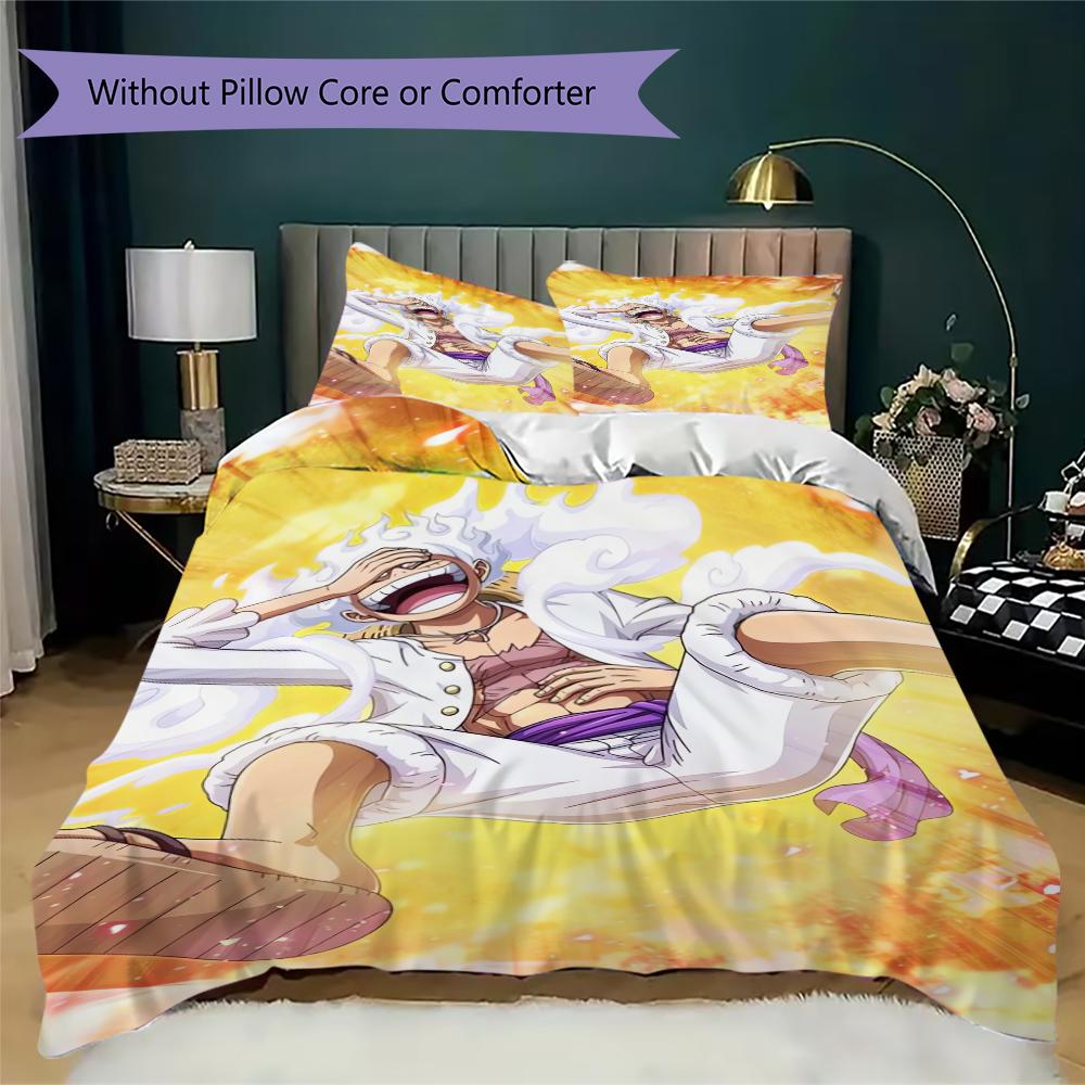 One Piece Pattern Bedding uilt Set uilt Cover Pillowcase Home Decoration Birthday Gift (1 * duvet cover + 2 * pillowcase without core)