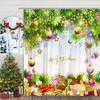 Christmas Ball Shower Curtain Christmas Pine Tree Gift Winter Snowflake Cartoon Family Polyester Fabric Bathroom Decor Curtains
