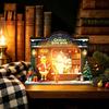 Cozy Living Room Decor Items Christmas Wooden Light Up House Table Ornament, LED Lighted Tabletop Decorations Book Nook Village Decoration for Holiday