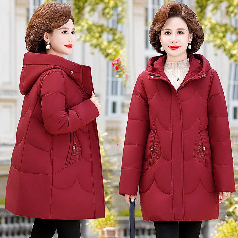 Mom's Down Jacket Women's Mid-length Winter New Style Middle-aged and Elderly Women's Winter Thickened Jacket