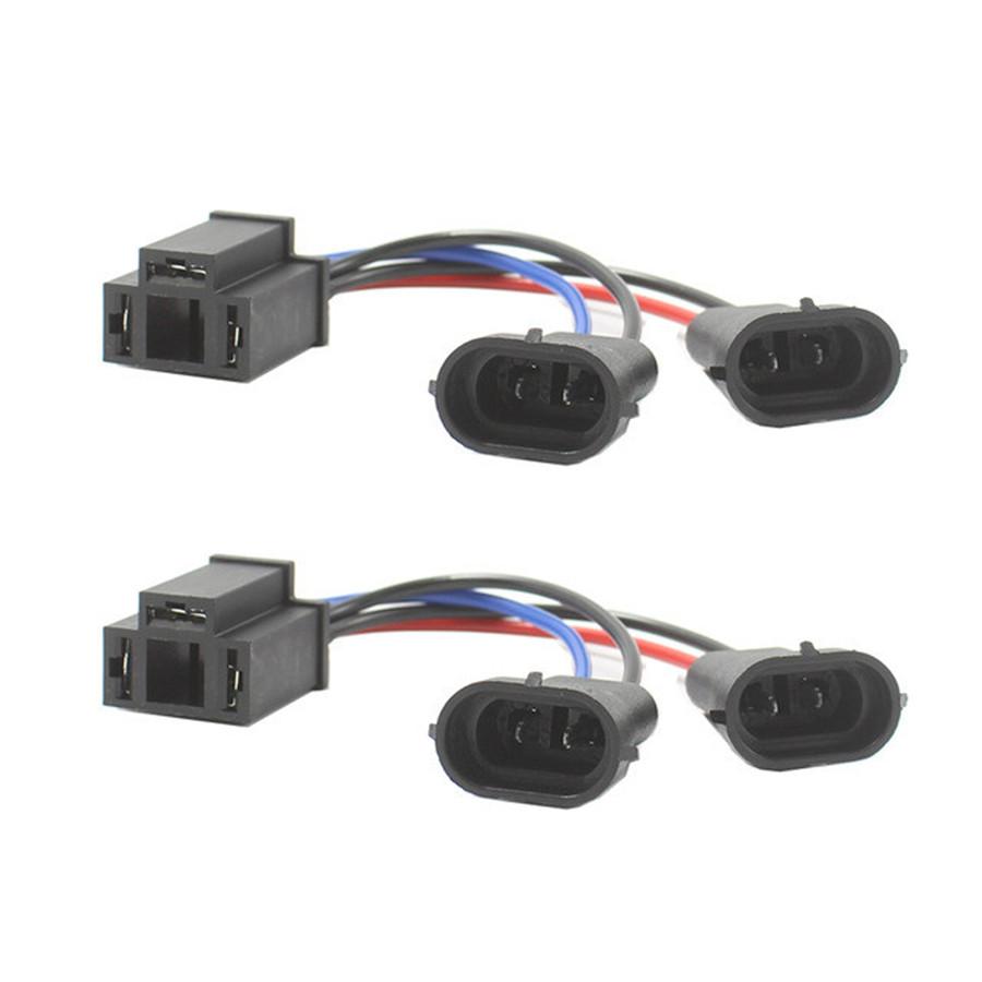 2Pcs H9/H11 To H4  Hi/Lo  Beam Headlight Splitter Harness Adapter H4 Wiring Harness Dual Beam Headlights