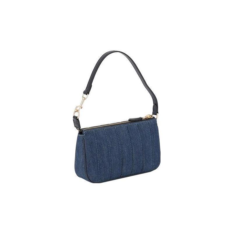 Coach Nolita 19 застежка-молния стеганая джинсовая и кожаная сумка для маджонга сумка на предплечье клатч сумка на запястье женская маленькая синяя