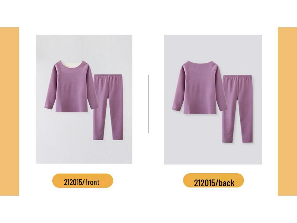 Детский термокомплект Осень/Зима 2025 – Теплый базовый слой однотонного цвета, пижама из двух частей с длинным рукавом и брюками