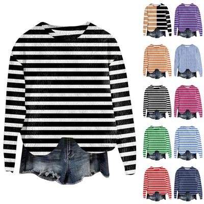 Женский модный пуловер с круглым вырезом, футболка с длинным рукавом, с принтом