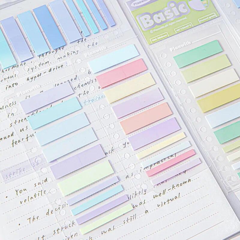 200 листов, милые липкие заметки, градиентная сплошная цветная серия, липкие заметки, прозрачный видимый маркер, бумага для чтения, студенческие принадлежности