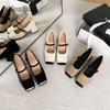 Fashion French Square Toe Mary Jane Single Shoes PU Women 4.5CM Mid Heel Pumps Buckle Strap Elegant Ladies Office Dress Shoes Size35 40