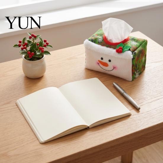 Cute Santa Face Cover Christmas Tissue Box Cover, Holiday Napkin Dispenser Sleeve, Non-Woven Fabric Washable Paper Sleeve Holder for Home Office